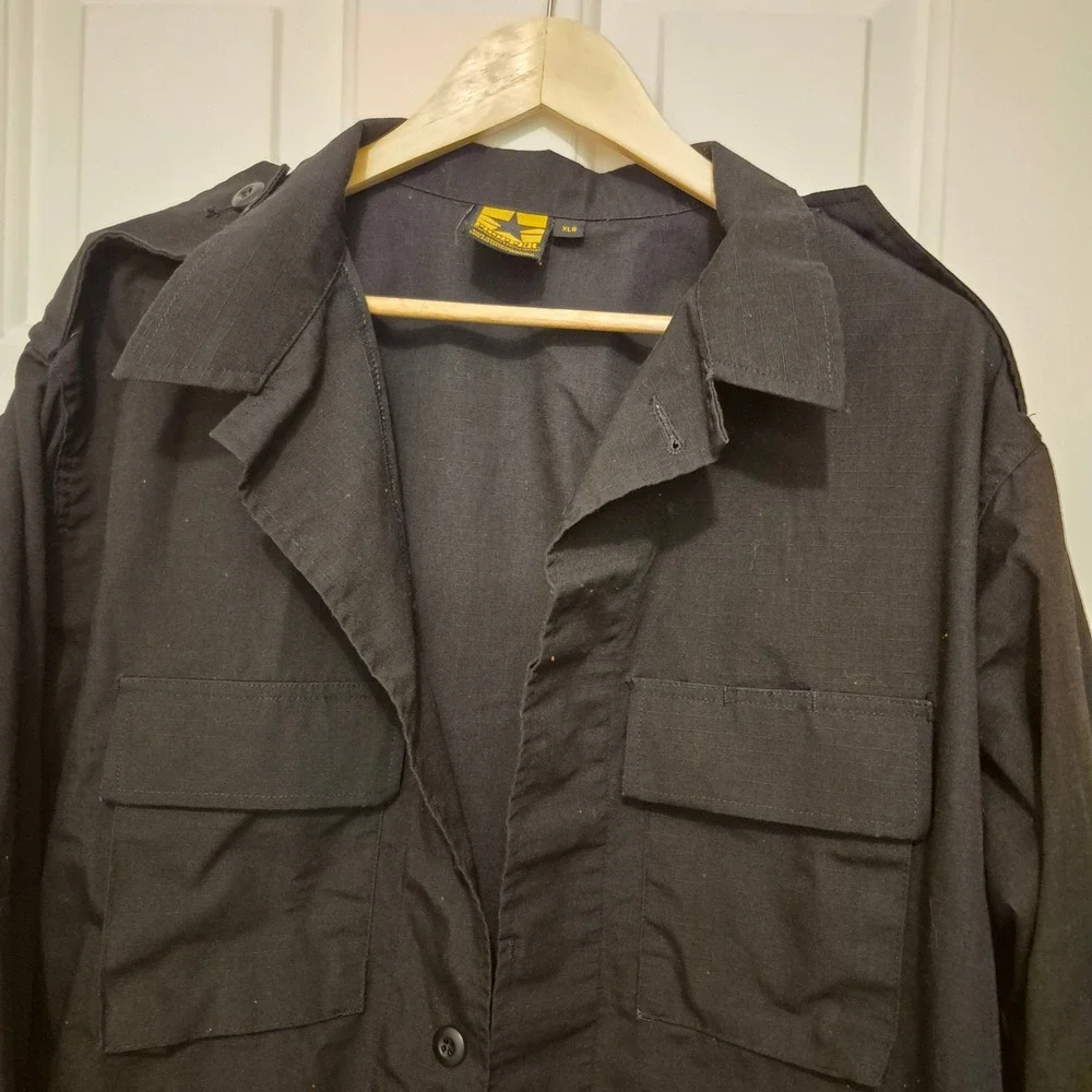 Propper Men BDU Tactical Shirt Jacket Black Ripstop XL Regular Button Up Utility